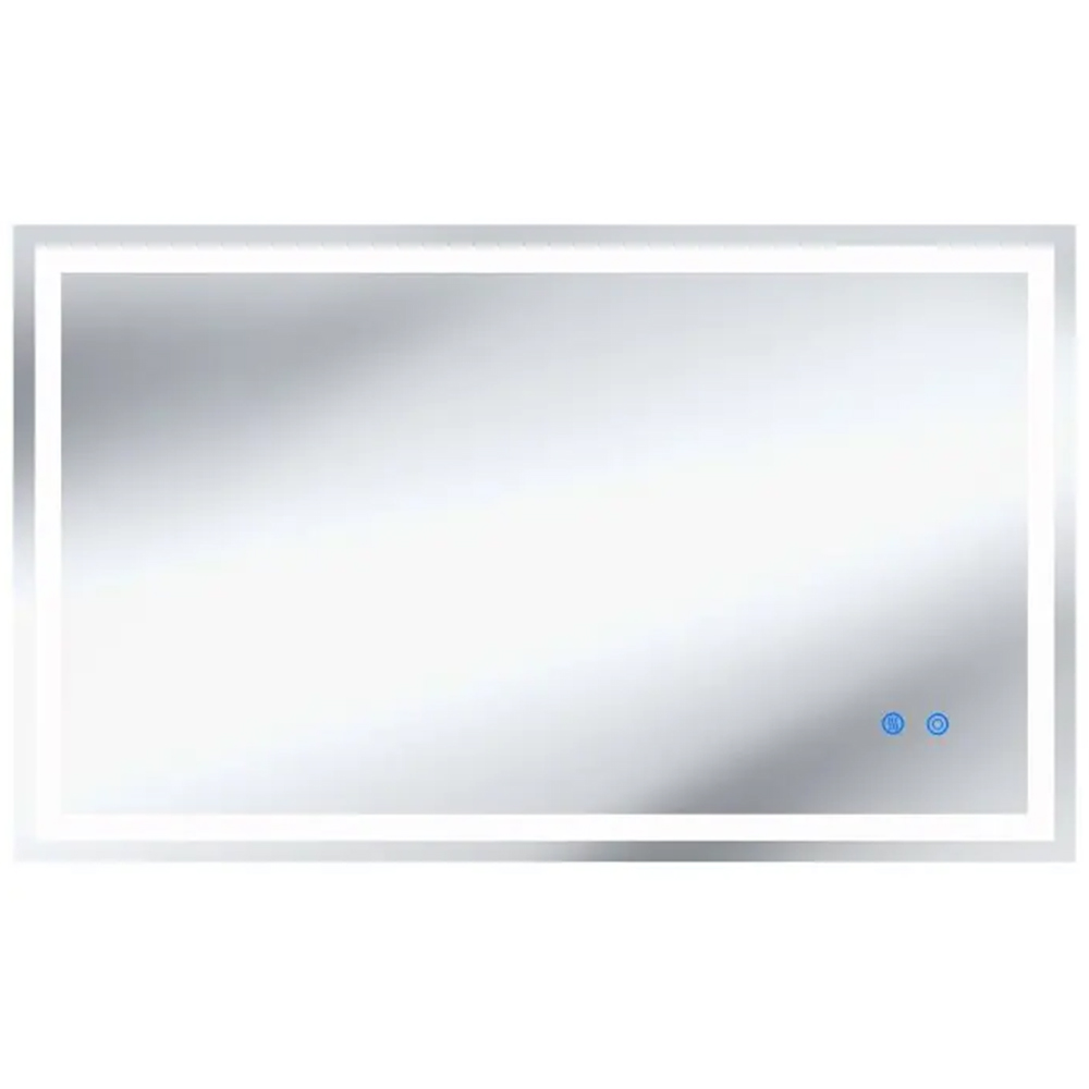 tectake Clara Multicolour Anti-Fog Frameless Rectangular LED Bathroom Wall Mirror 100 x 60cm Image 1
