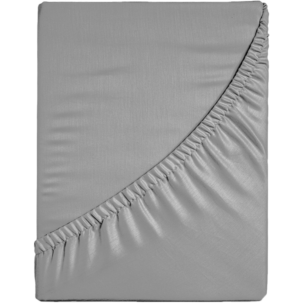 Velosso Microfibre Super King Size Grey Fitted Sheet Image 1