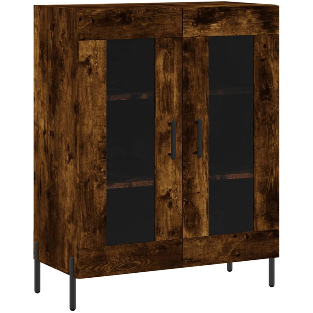 vidaXL 2 Glass Door Smoked Oak Sideboard Image 2