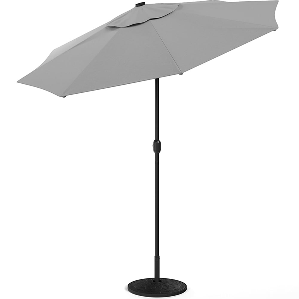Living and Home Light Grey Solar LED Garden Parasol with Resin Base 3m Image 1