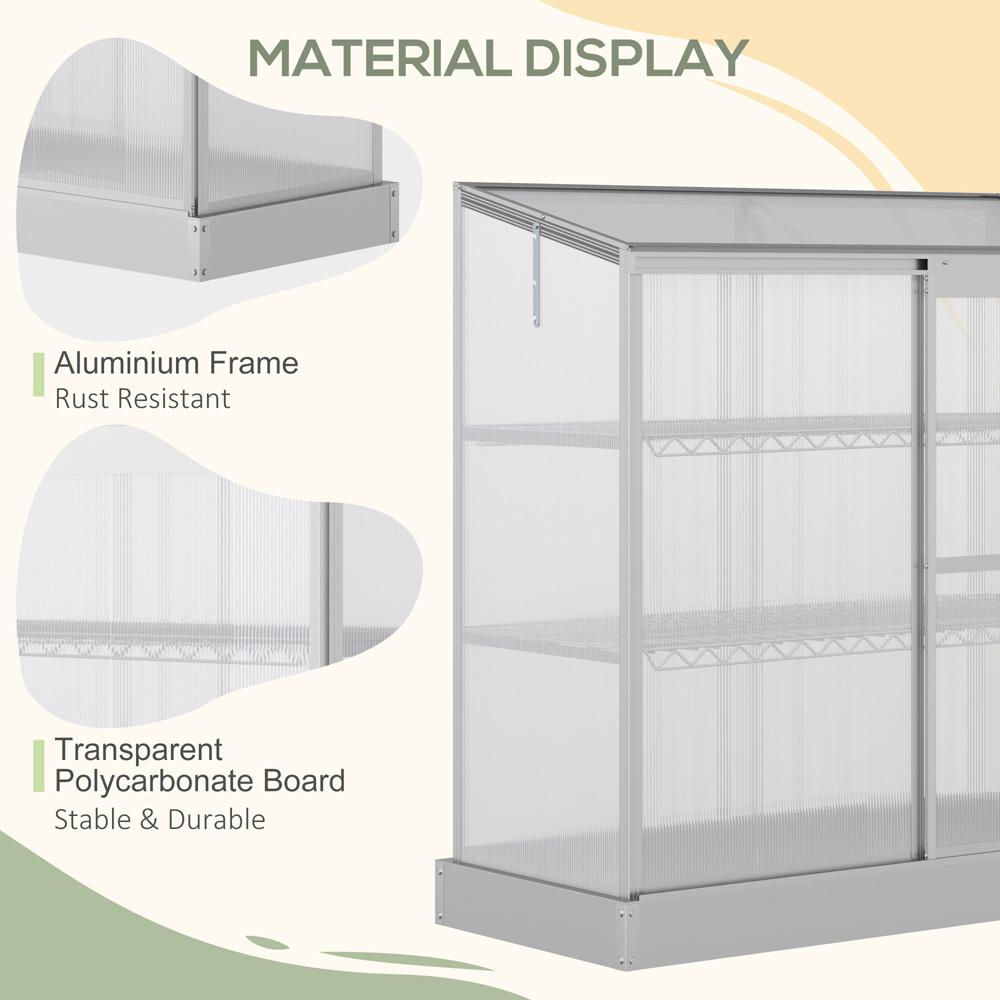 Outsunny 3 Shelf Polycarbonate 4 x 2ft Cold Frame Greenhouse with Openable Roof Image 4