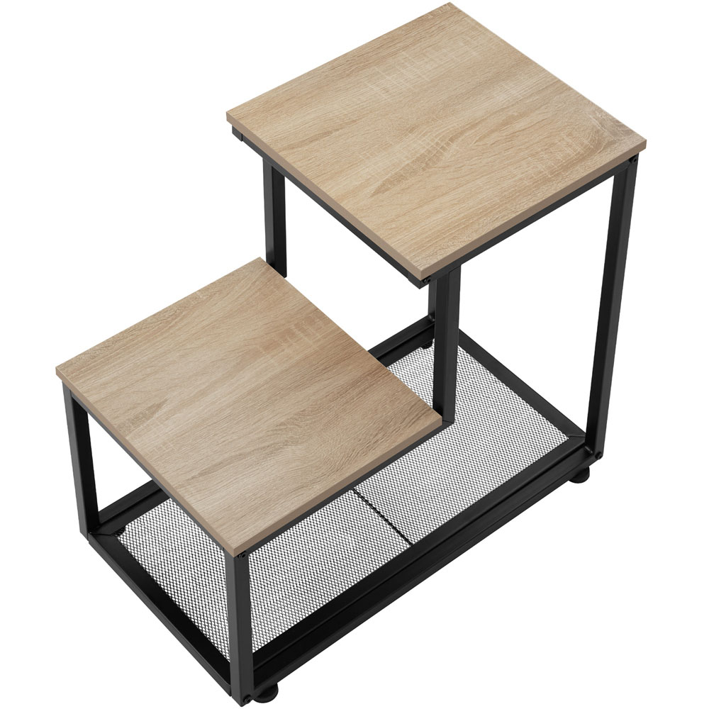 tectake Halifax 2 Shelf Oak Bedside Table Image 5