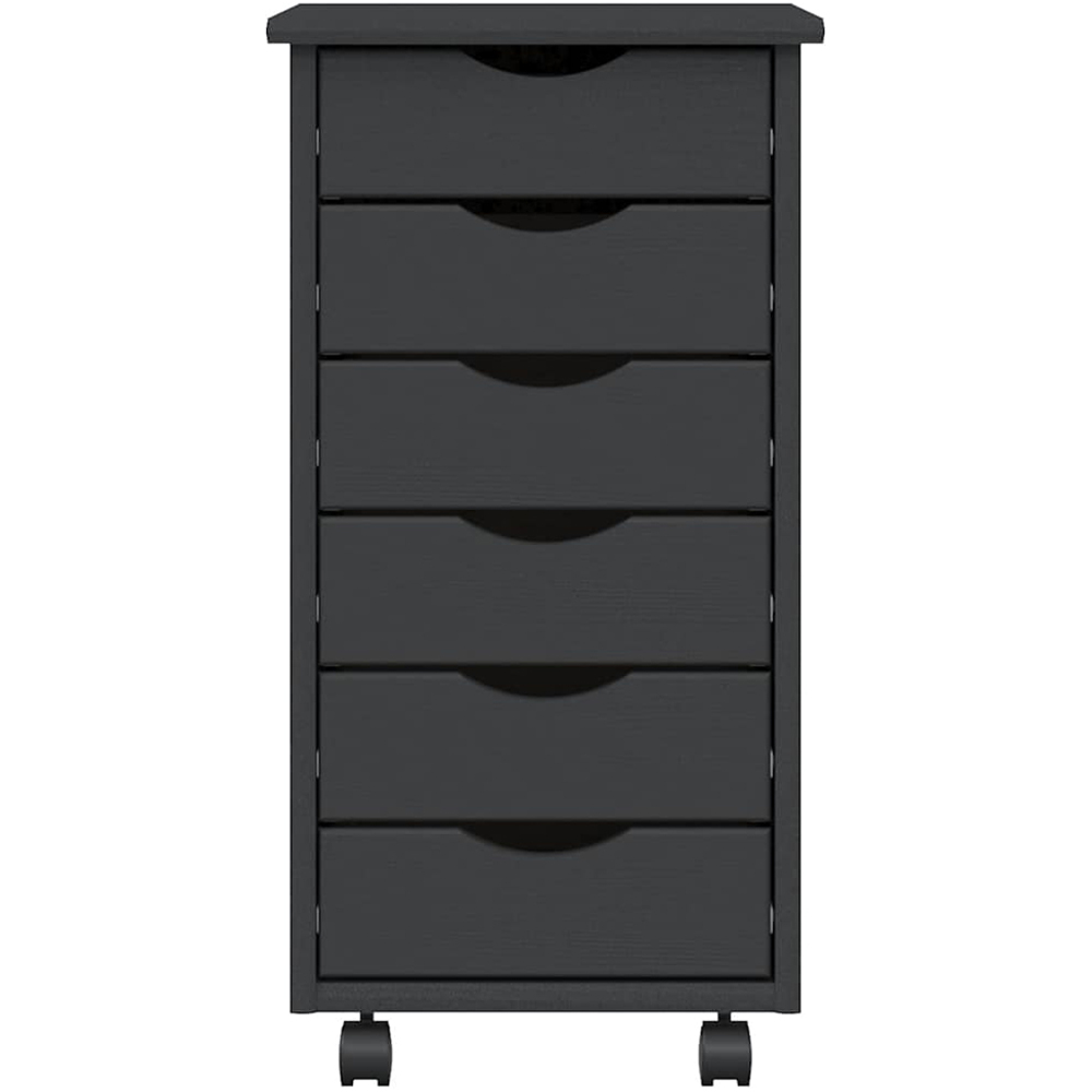 vidaXL Moss 6 Drawer Pine Grey Solid Wood Mobile Chest of Drawers Image 4