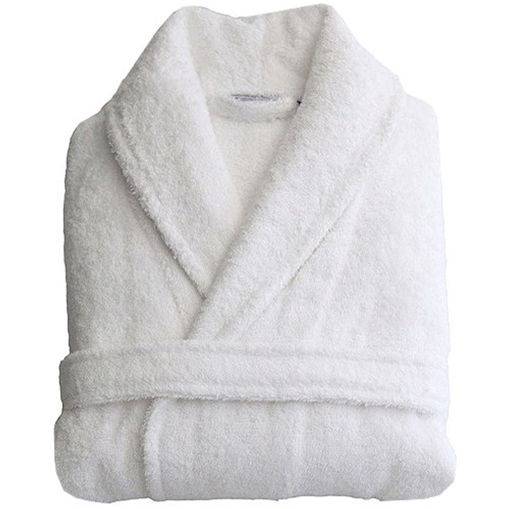 Hardwoods White Cotton Shawl Collar Bath Robe One Size Image 1