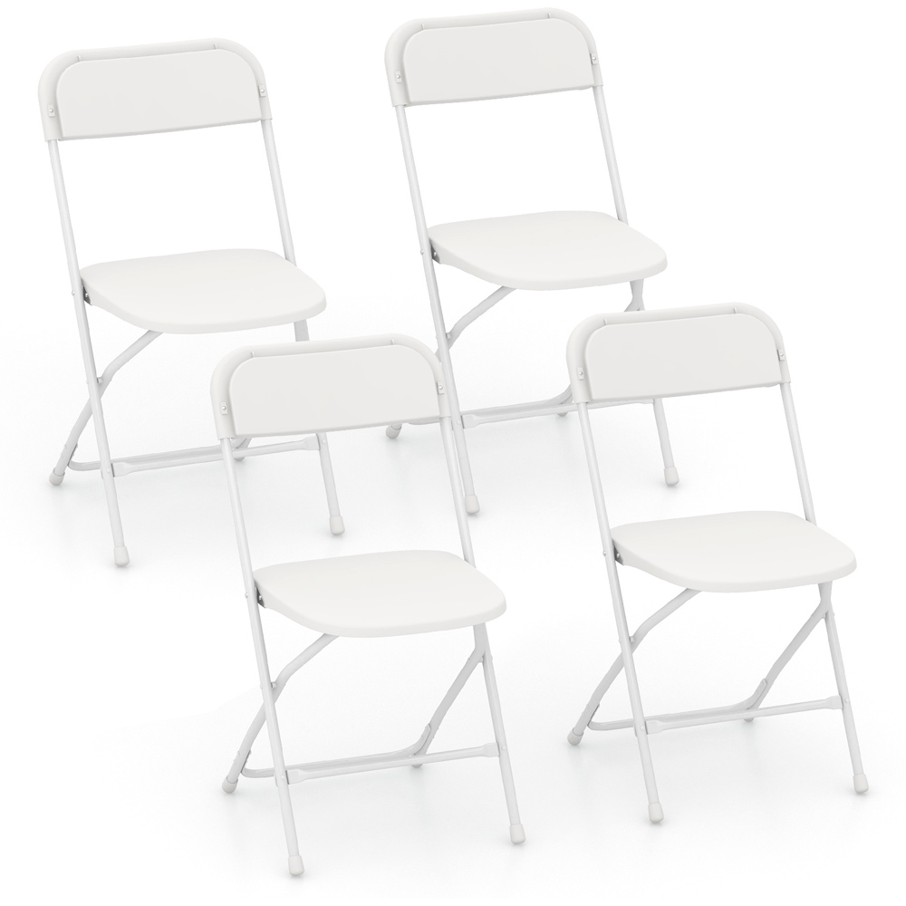 Costway Set of 4 White Metal Foldable Chair Image 2