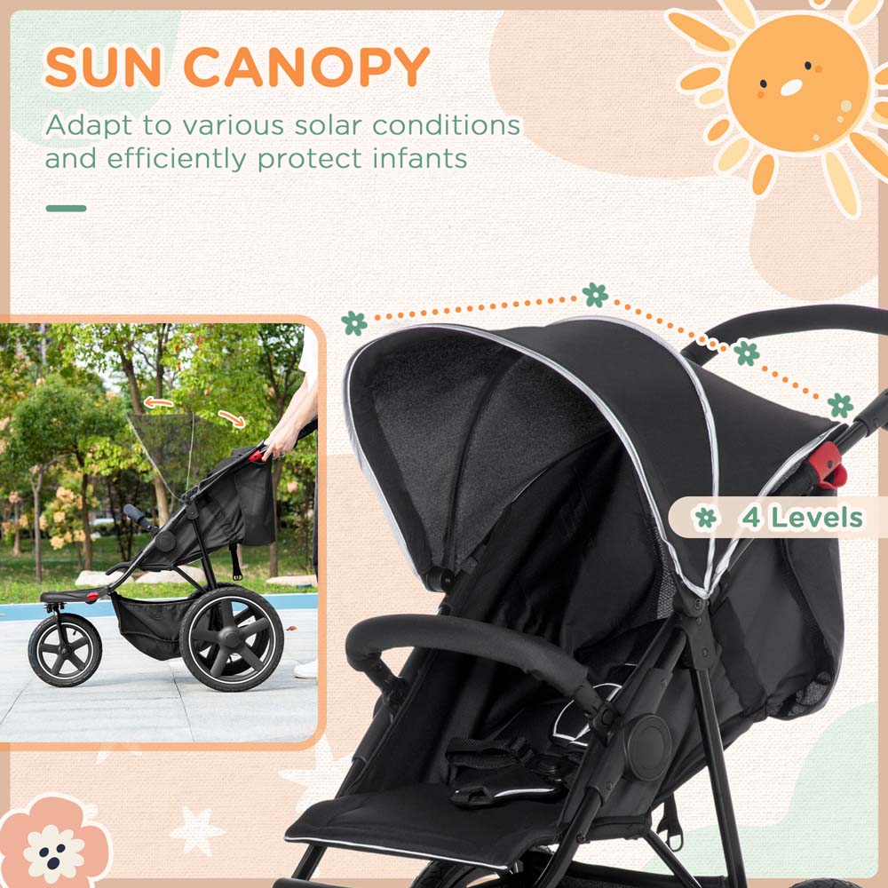 Portland Black Three Wheeler Baby Stroller Image 2