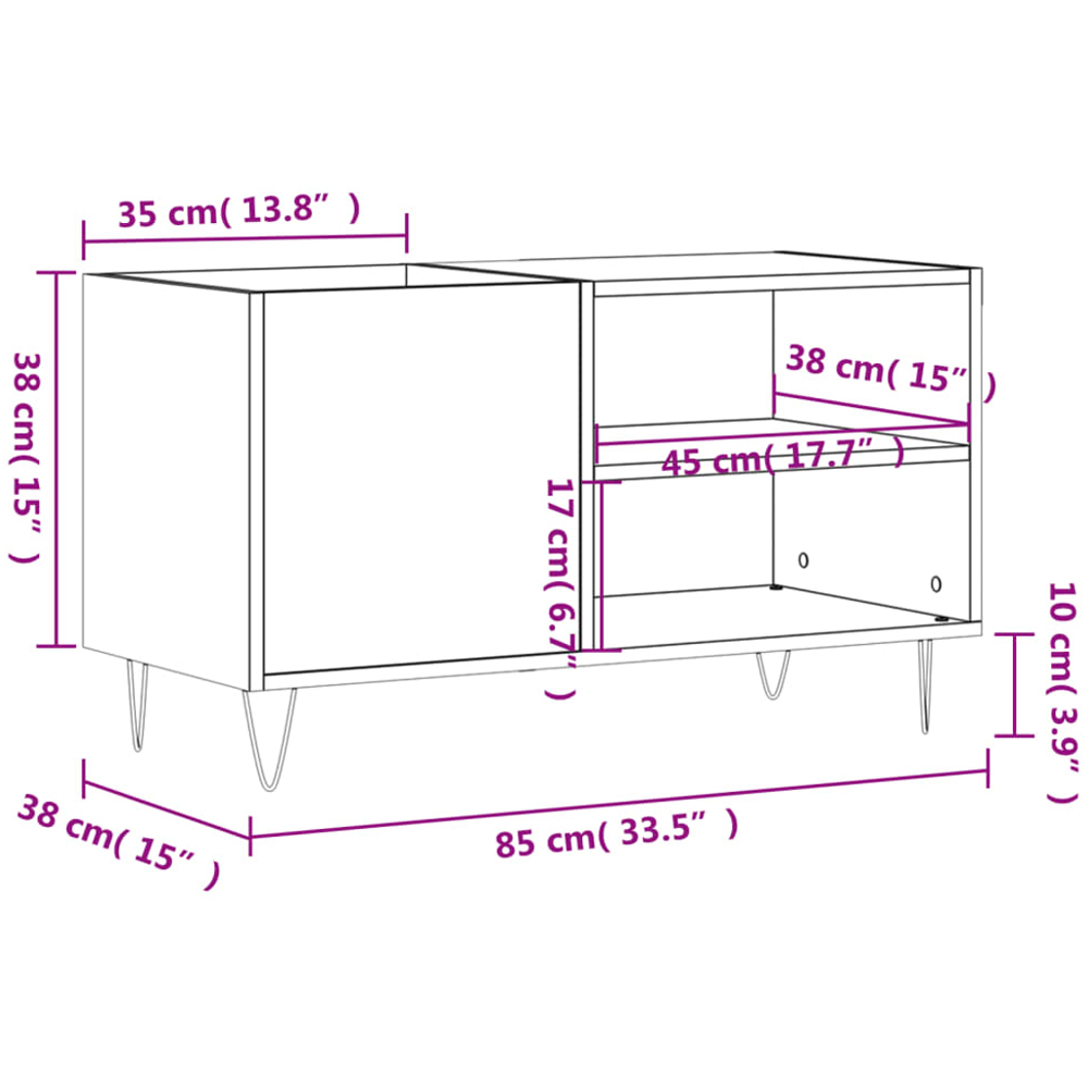vidaXL 2 Shelf Black Record Cabinet Image 9
