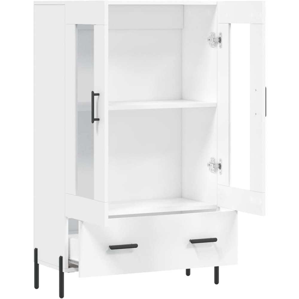 vidaXL 2 Glass Door 2 Drawer White Highboard Image 5