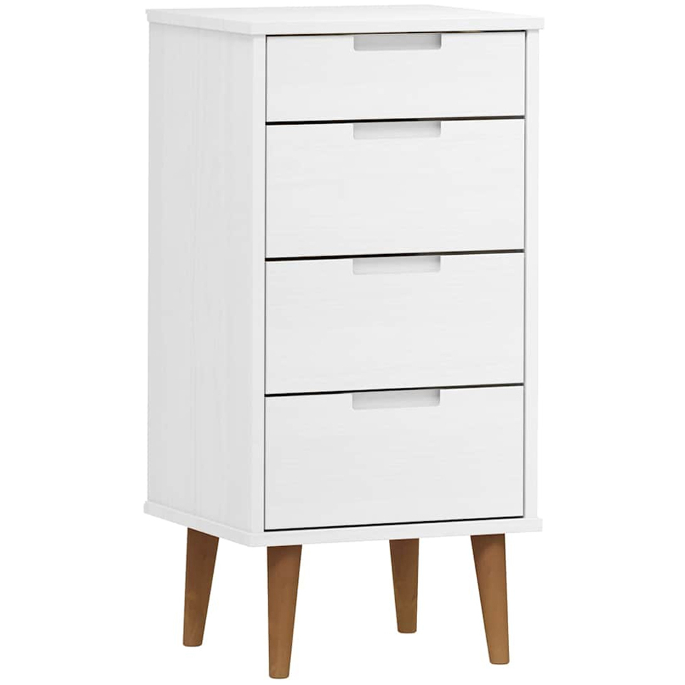 vidaXL 4 Drawer White Solid Pine Wood Drawer Cabinet Image 2