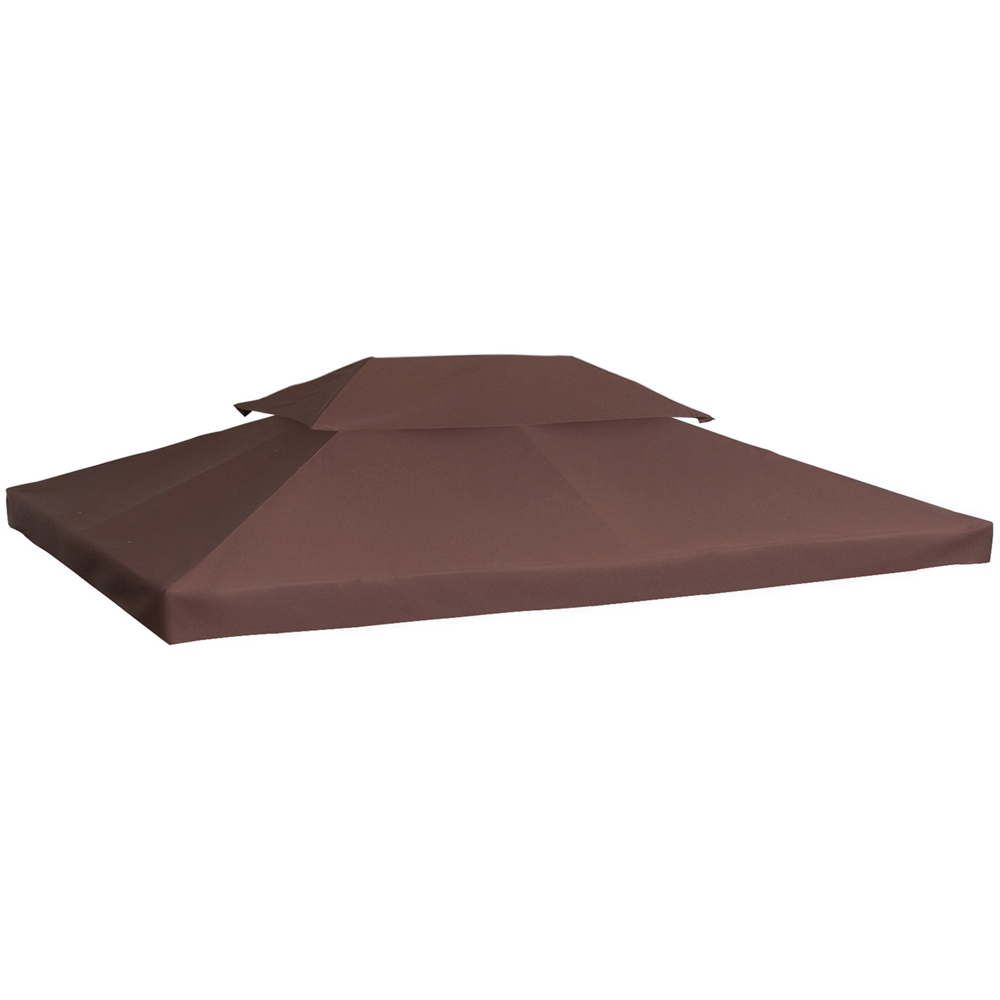 Outsunny 3 x 4m 2 Roof Brown Gazebo Canopy Replacement Image 2