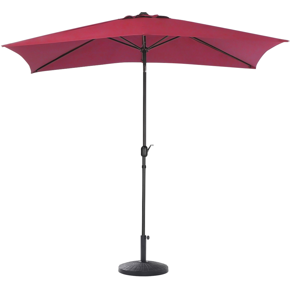 Living and Home Red Square Crank Tilt Parasol with Rattan Effect Base 3m Image 4