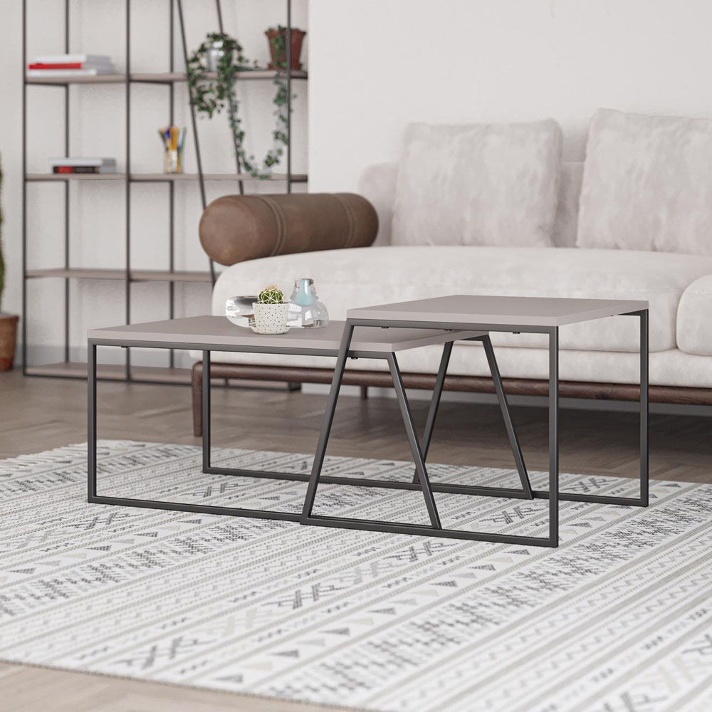 FWStyle Pal Mocha Grey Nesting Coffee Tables Set of 2 Image 3