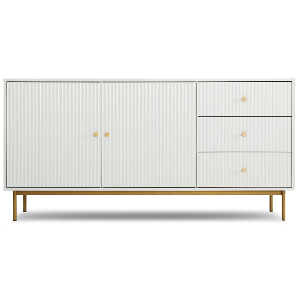 Devon 2 Door 3 Drawer White Sideboard Image 2