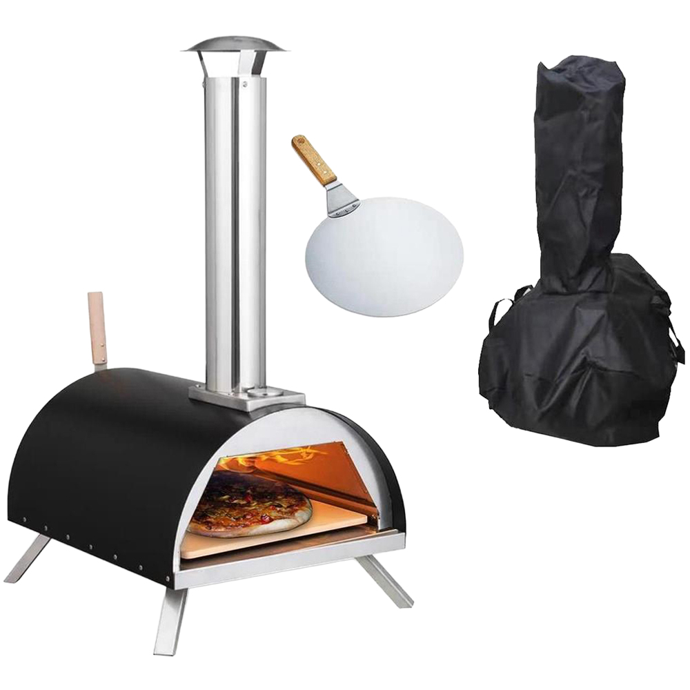 Haven Black and Silver Pizza Oven with Rain Cover Image 1
