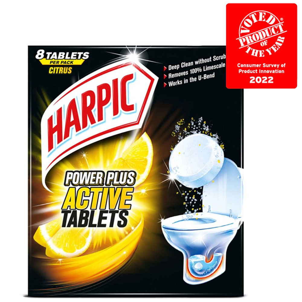 Harpic Citrus PowerPlus Toilet Cleaner Tablets 8 Pack Image