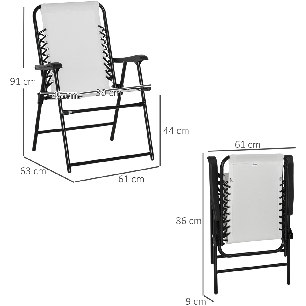Outsunny Set of 2 Cream White Foldable Deck Chair Image 7
