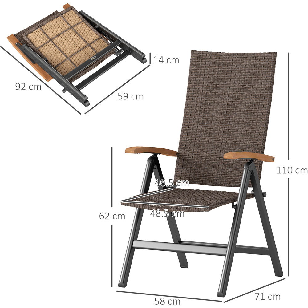 Outsunny Brown Rattan Folding Garden Chair Image 9