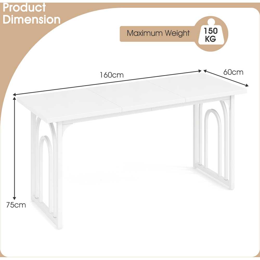 Costway 8 Seater Dining Table with Metal Legs White Image 8