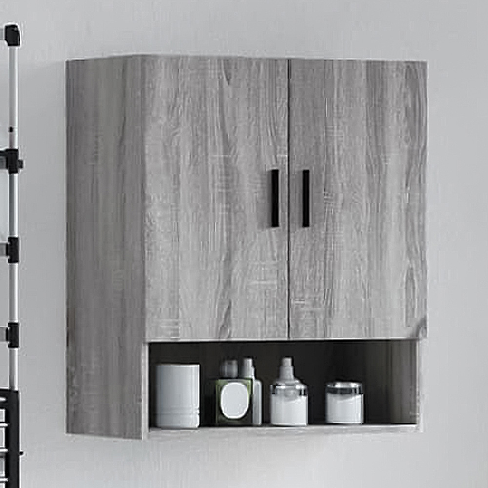 vidaXL 2 Door Single Shelf Grey Sonoma Oak Wall Cabinet Image 1