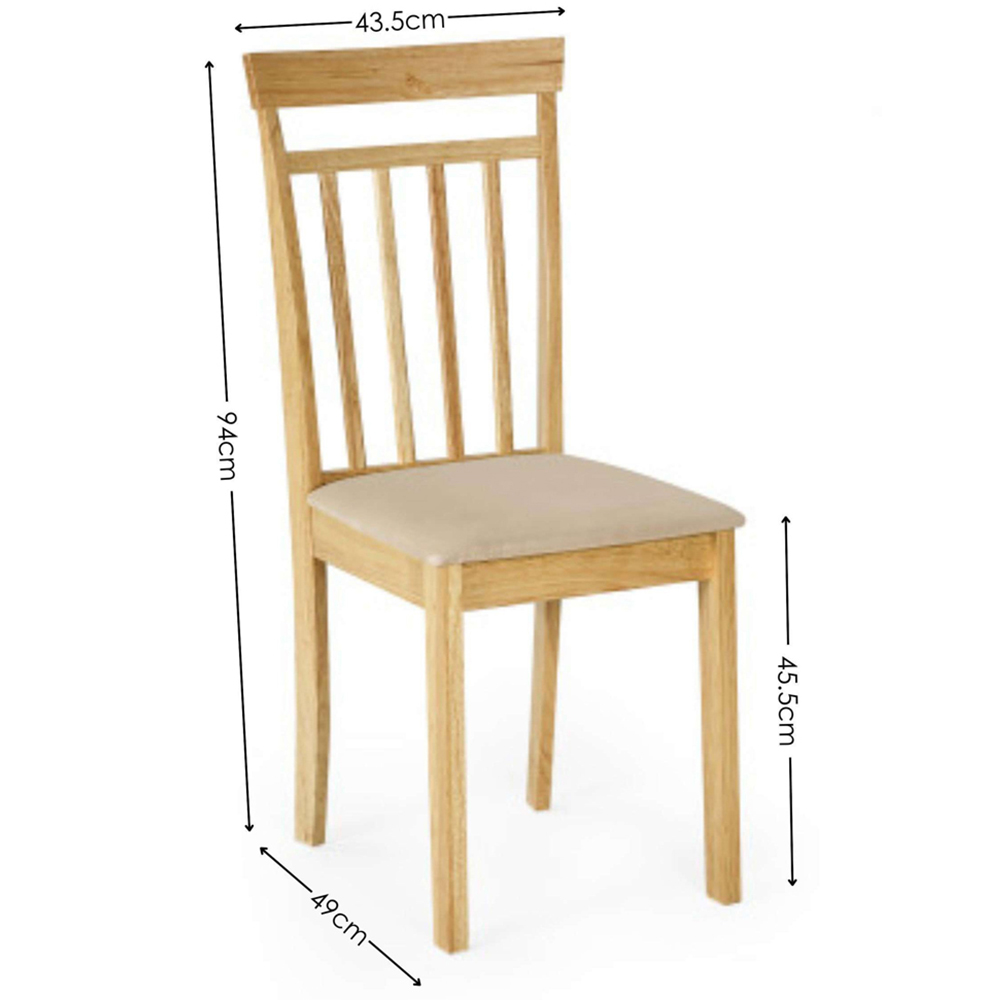 Julian Bowen Coast Set of 2 Oak Effect Ivory Faux Suede Slatted Back Dining Chair Image 9