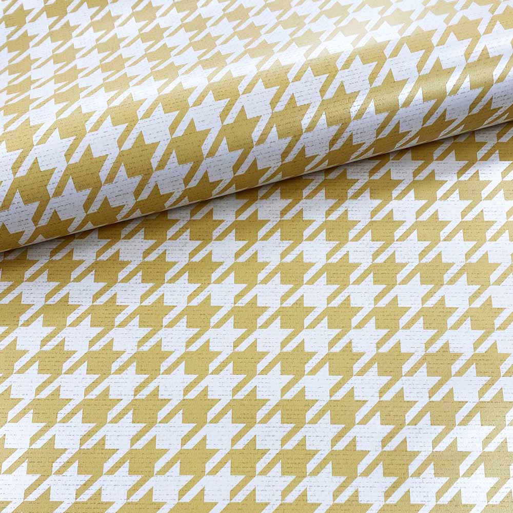 Muriva Houndstooth Ochre and White Wallpaper Image 2