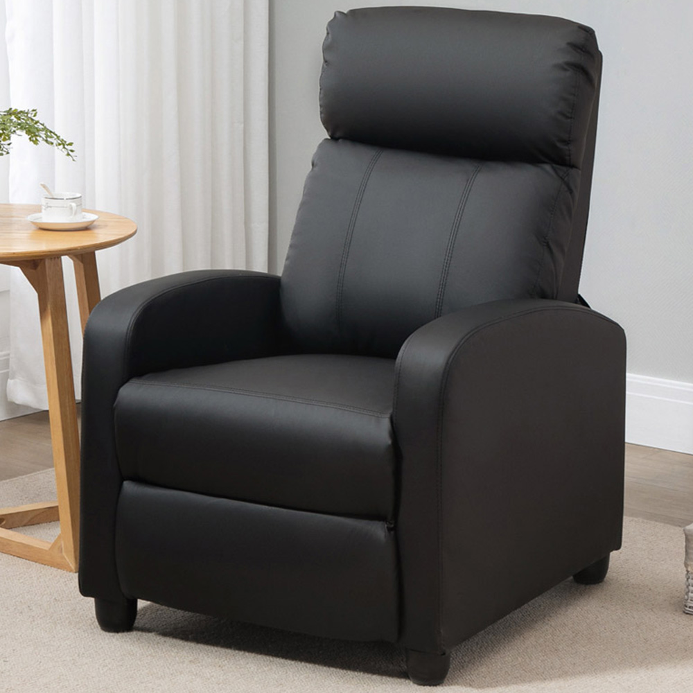 Portland Black PU Leather Massage Recliner Chair with Remote Image 1