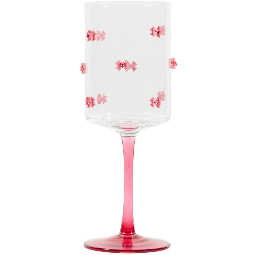 Bow Wine Glass - Clear and Pink Image 1