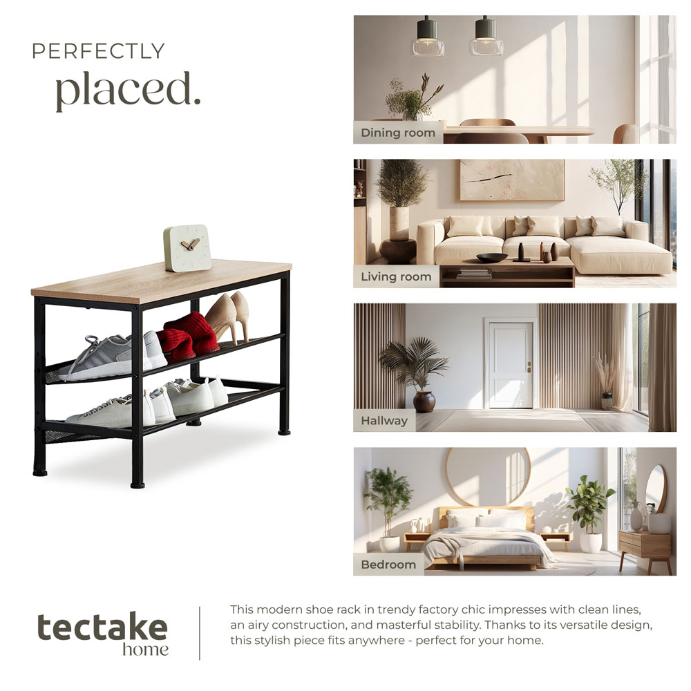 tectake Derry 2 Grid Shelf Oak Sonoma Shoe Rack Image 7
