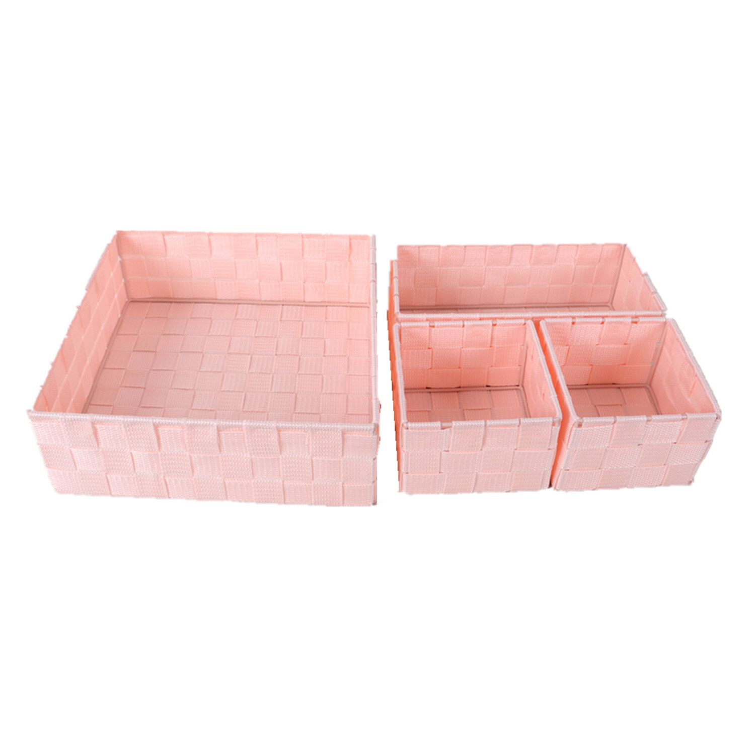 Pink Woven Storage Baskets 4 Pack Image