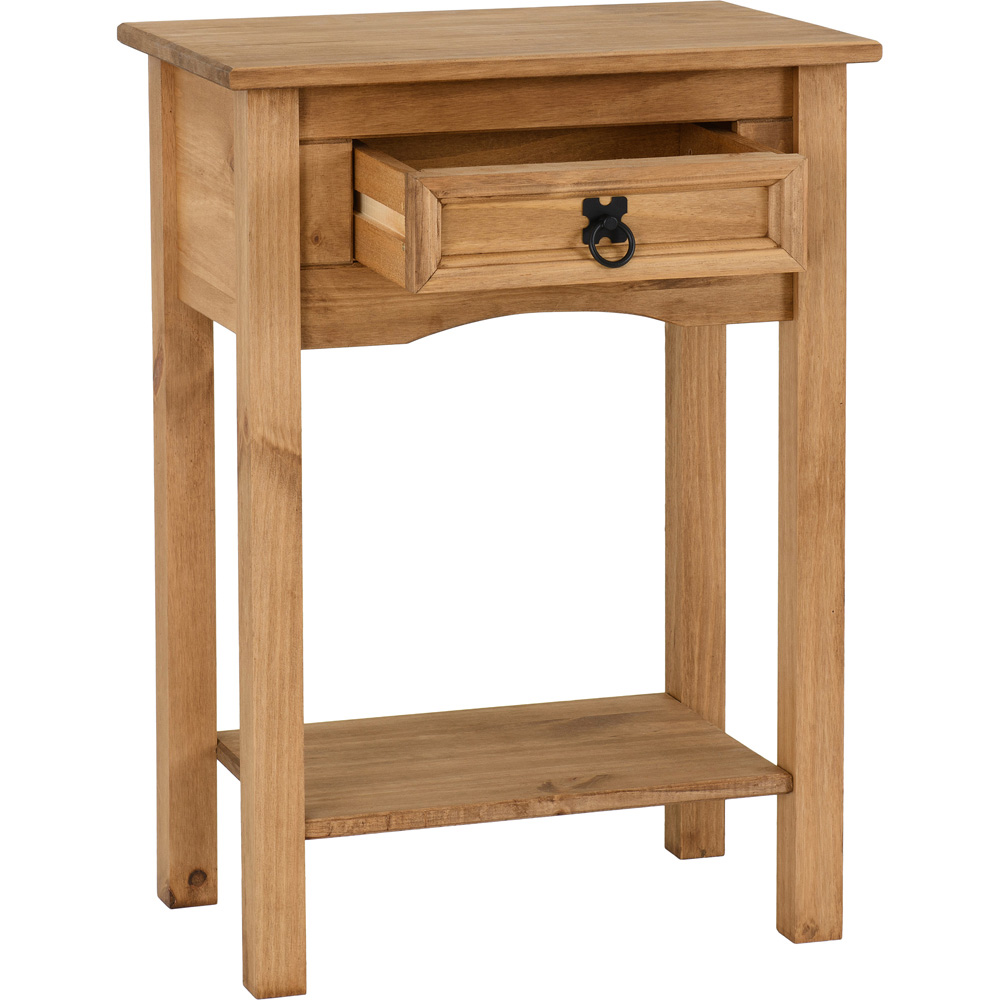 Seconique Corona Single Drawer Distressed Waxed Pine Console Table Image 4