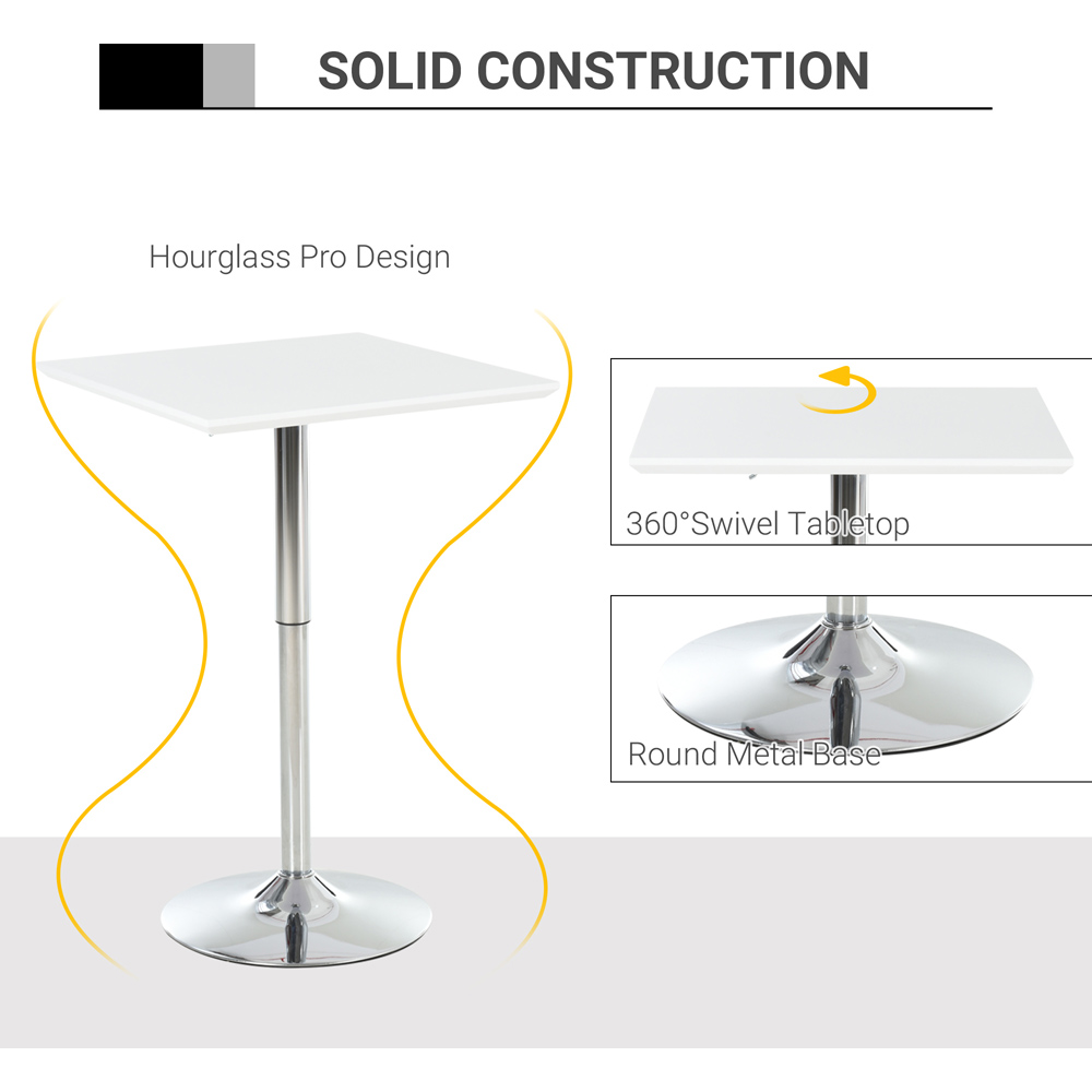 Portland Square Height Adjustable Swivel Bar Table White Image 6