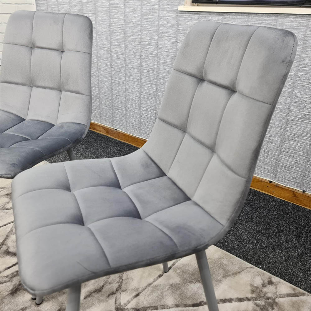 Portland 4 Seater Grey and Black MDF Dining Set with Velvet Chairs and Bench Image 4