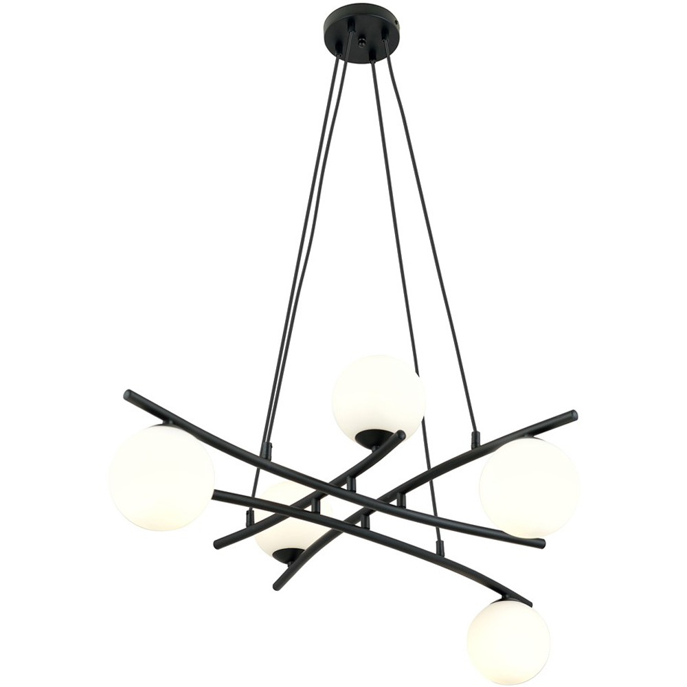 Emibig Essa 5 Light White Shade Black E14 Ceiling Pendant Light Image 3