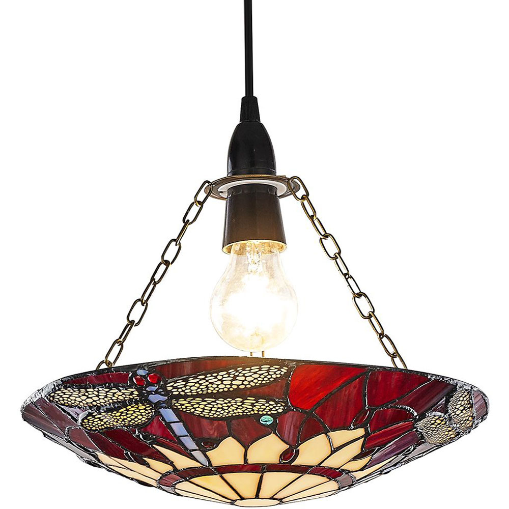 Happy Homewares Traditional Red Dragonfly Tiffany Glass Pendant Shade Image 4