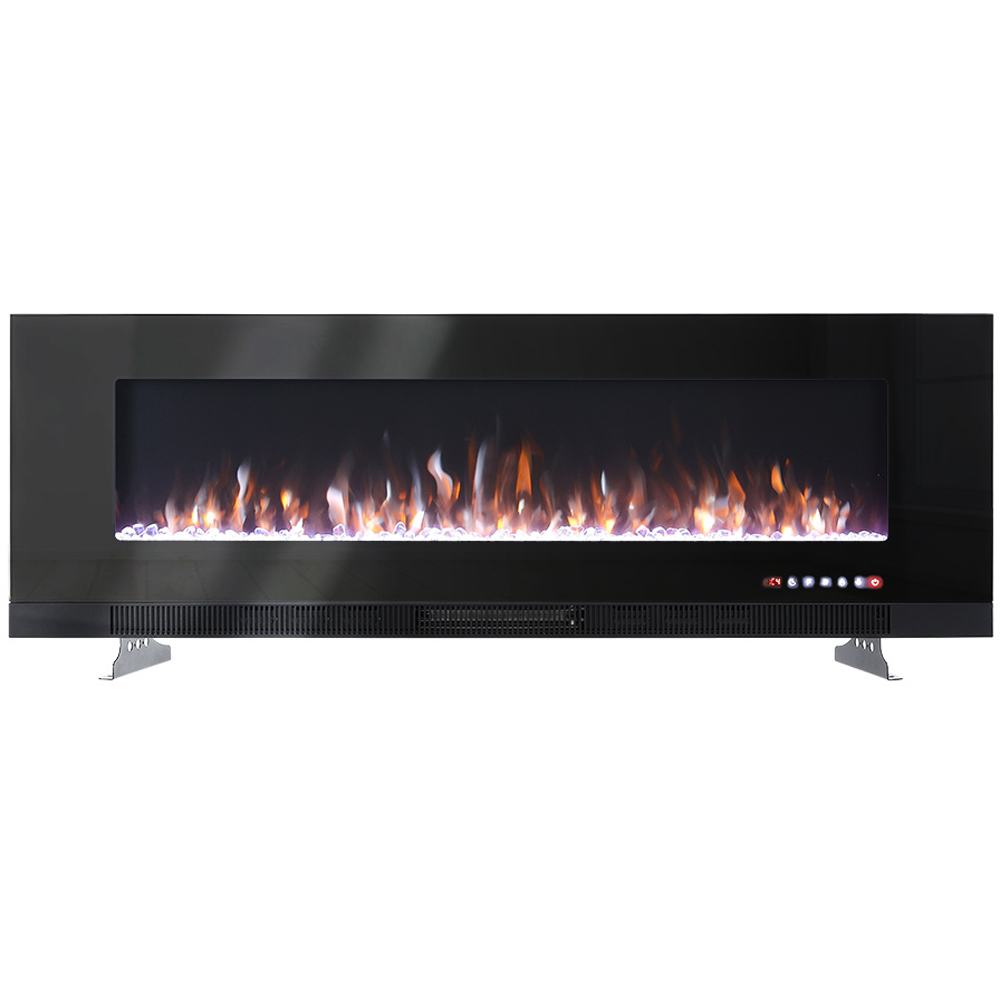Living and Home Wall Mounted Recessed Electric Fireplace with Faux Log and Pebble Accents 50 inch Image 1