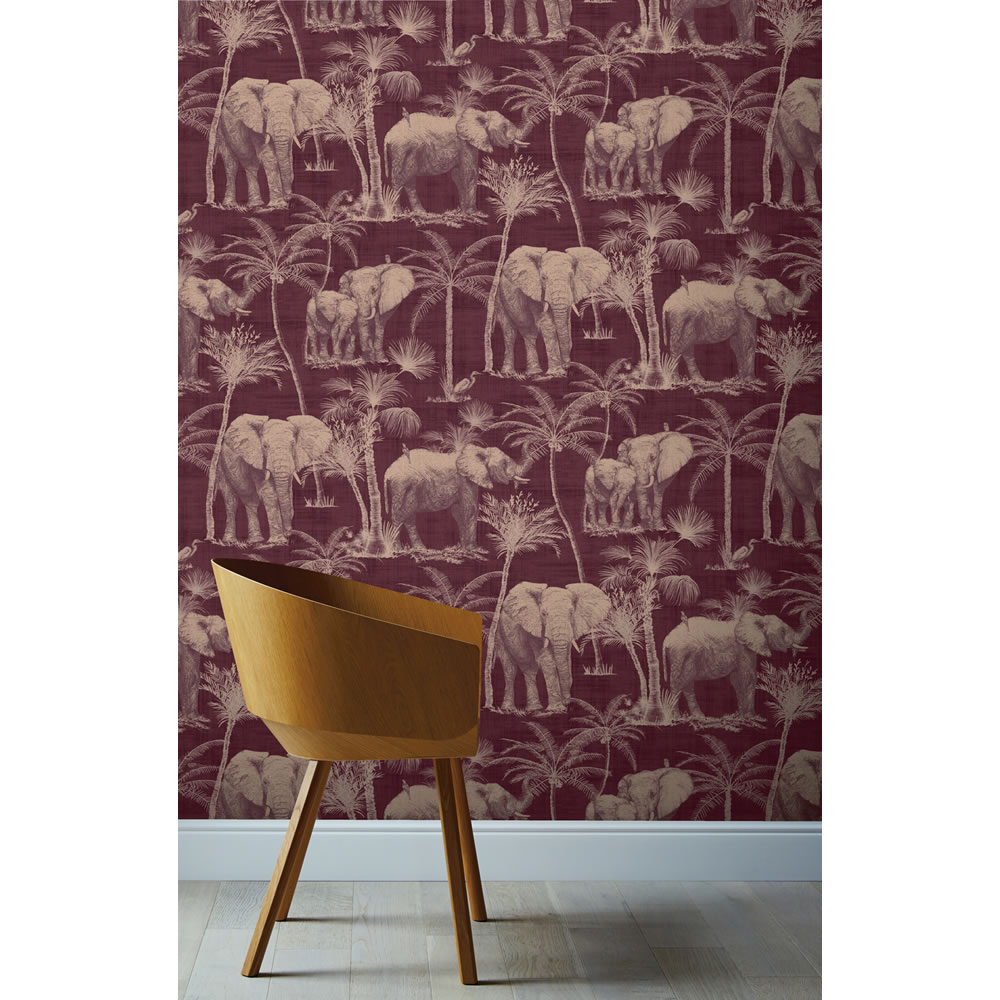 Arthouse Wallpaper Elephant Grove Aubergine Image 3