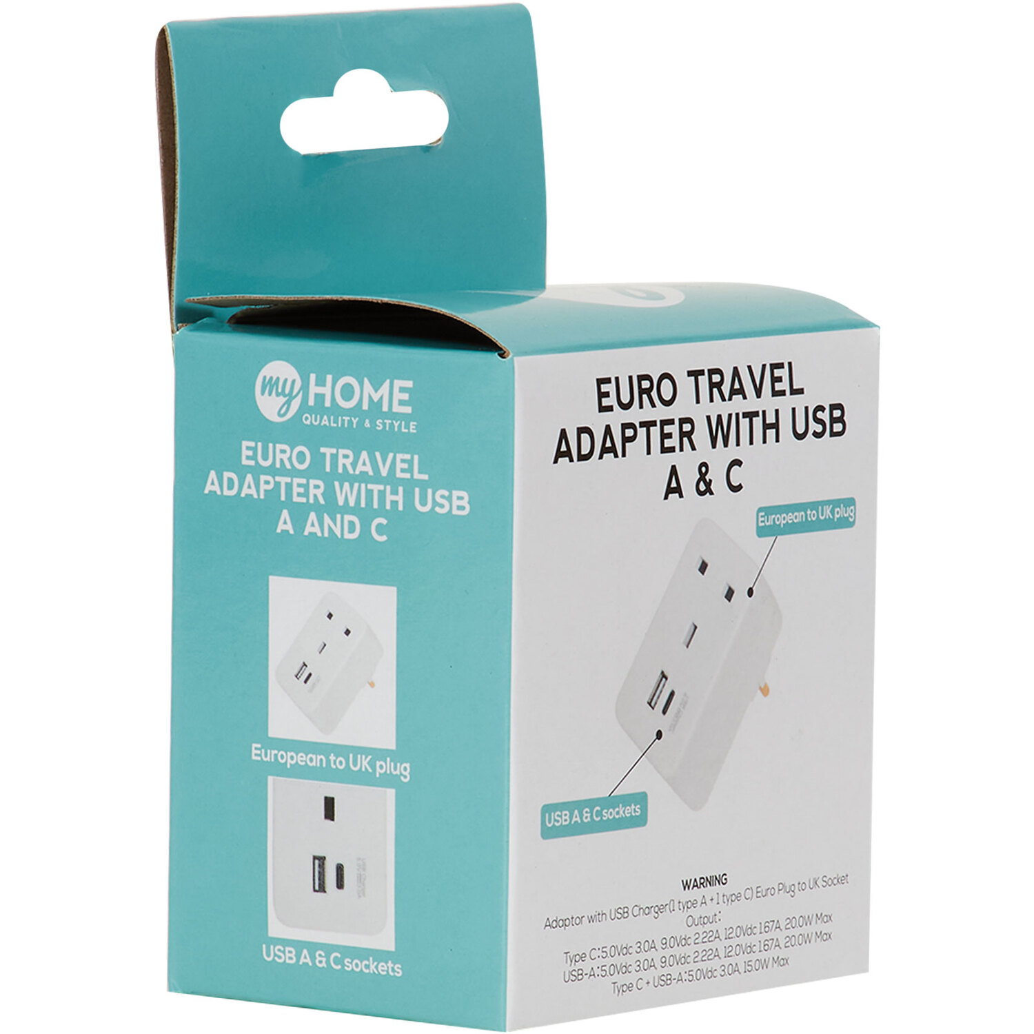 Euro Travel Adapter with USB A and C Image 2