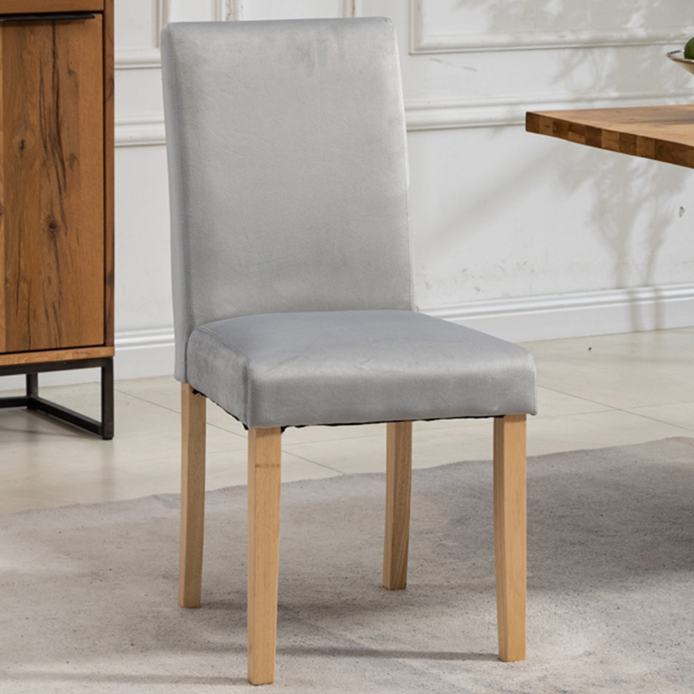 Artemis Home Maiolo Set of 2 Silver Velvet Dining Chair Image 2