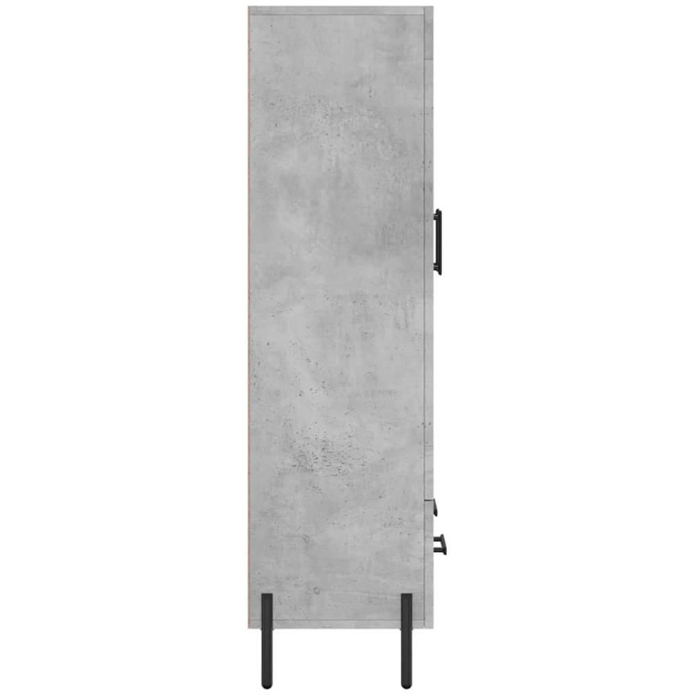 vidaXL 2 Door Single Drawer Concrete Grey Highboard with Black Handle and Legs Image 7