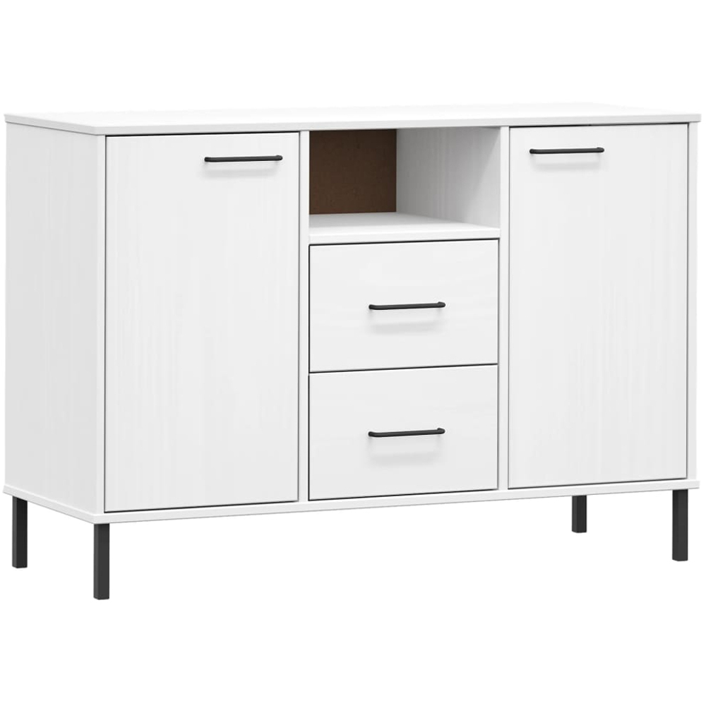 vidaXL Oslo 2 Door 2 Drawer Single Shelf White Solid Pine Wood Sideboard Image 2