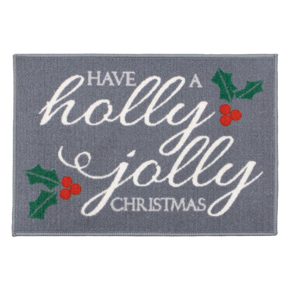 JVL Festive Christmas Holly Molly Machine Washable Indoor Doormat 40 x 57cm Image 1