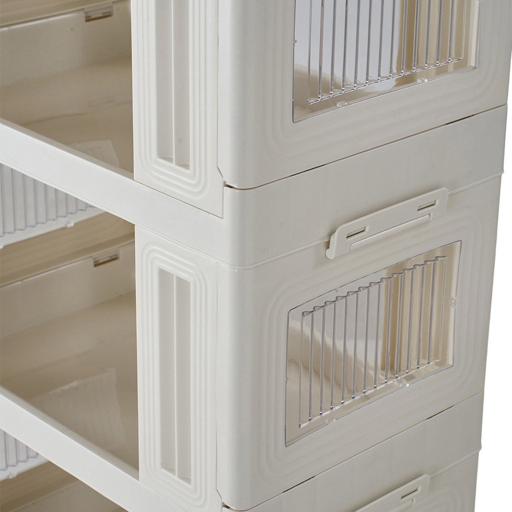 Living and Home 5 Tier White Foldable Storage Cart with Wheels Image 4