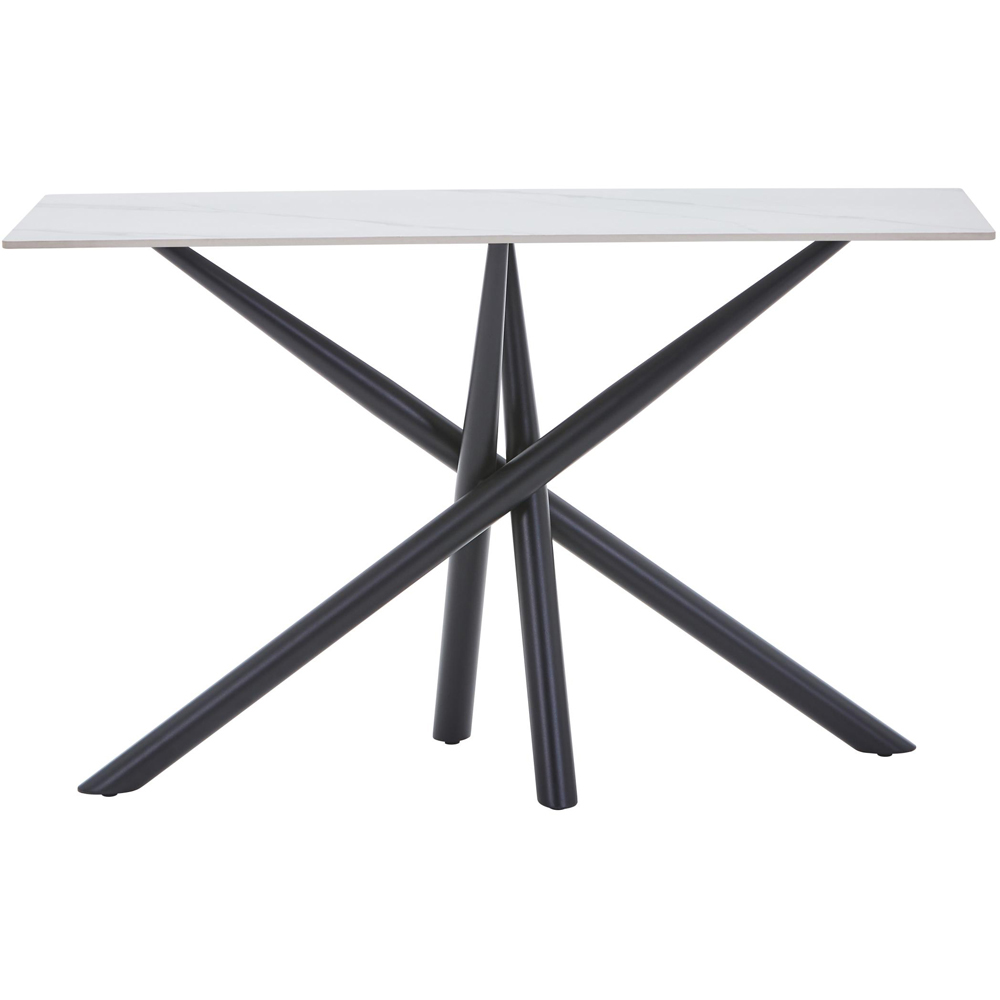 wilko Arlo White Wood Grain Ceramic Console Table Image 4