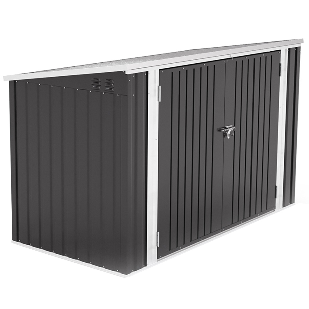 Living and Home 4.2 x 6.8 x 3.4ft Black Heavy Duty Steel Bicycle Storage Shed Image 1