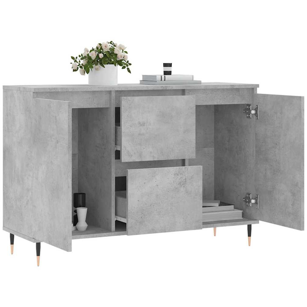 vidaXL 2 Door 2 Drawer Concrete Grey Wooden Sideboard Image 4