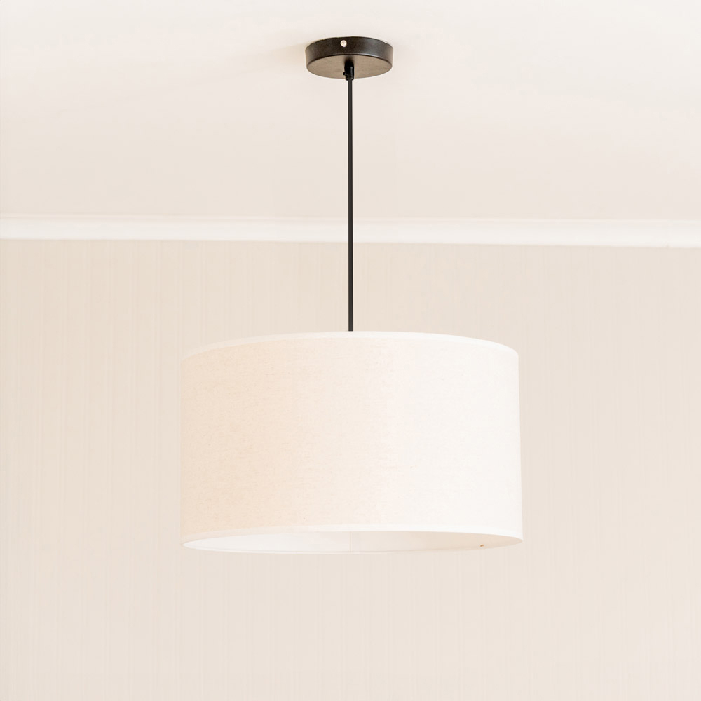 ValueLights Eva Natural Linen Large Drum Lamp Shade with White Trim Image 3