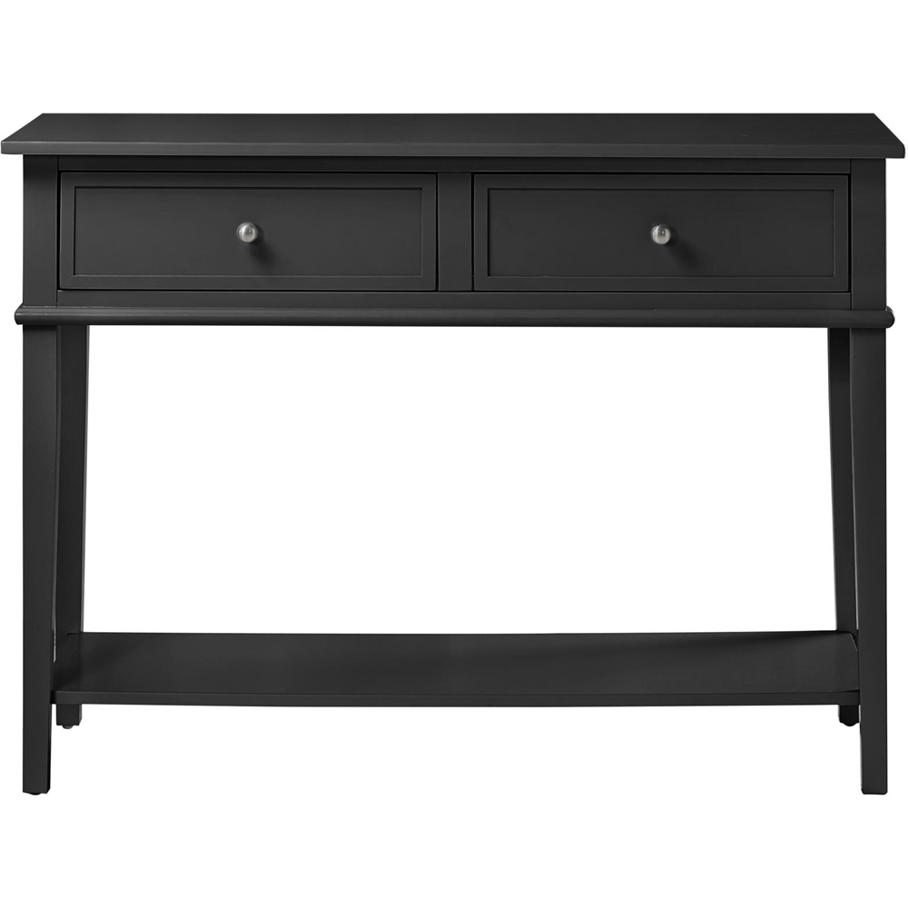 Dorel Franklin 2 Drawer Single Open Shelf Black Console Table Image 3