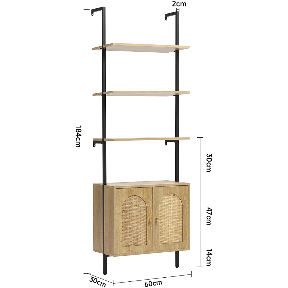 Living and Home 2 Door 4 Shelf Rattan Bookshelf Image 9