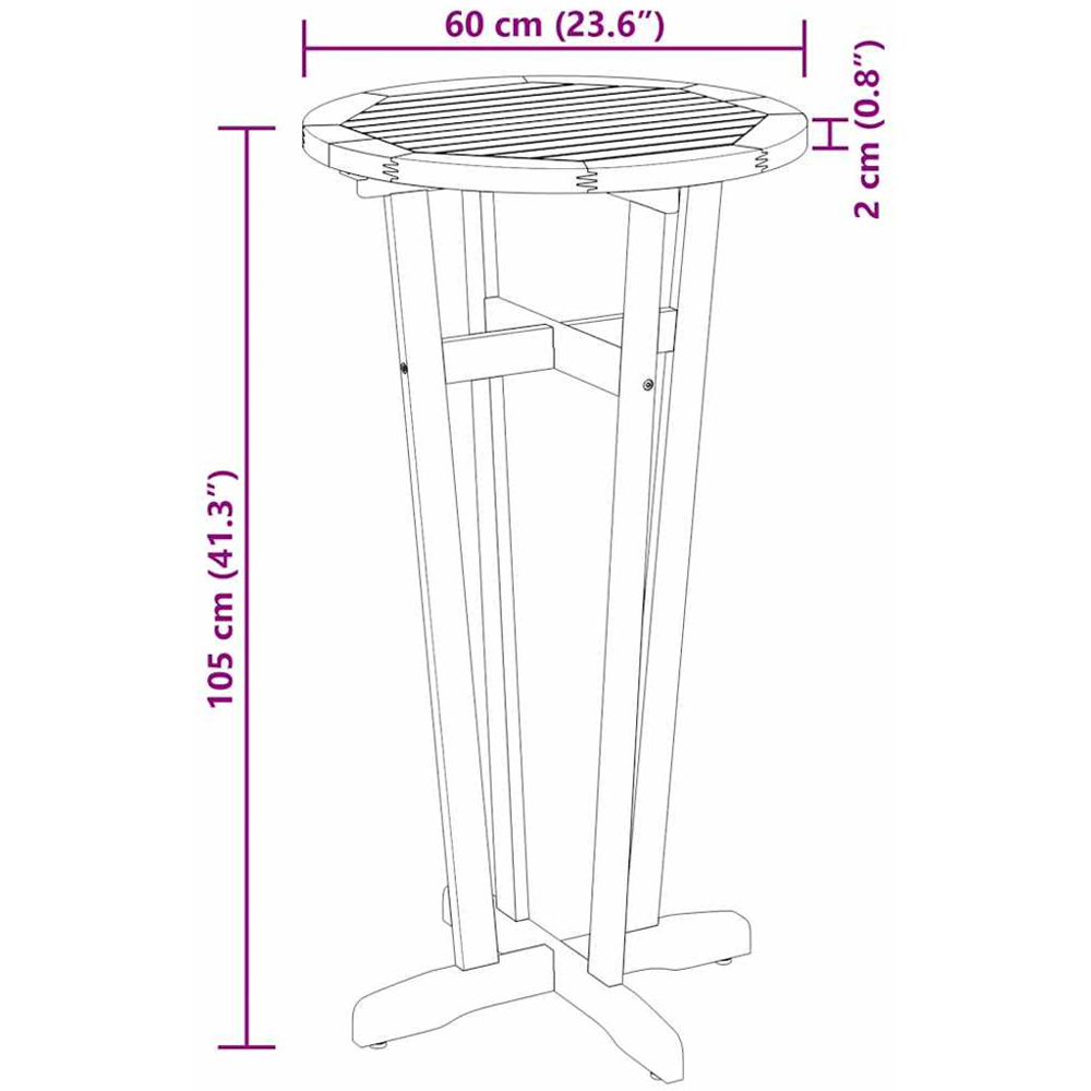 vidaXL Solid Wood Acacia Round Garden Bar Table Image 7