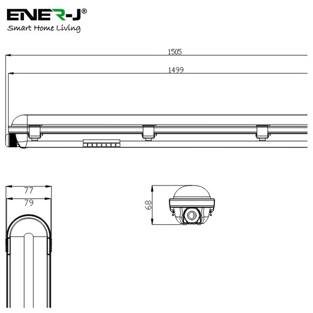 ENER-J IP65 4000K Noncorrosive LED Batten 150cm Image 8